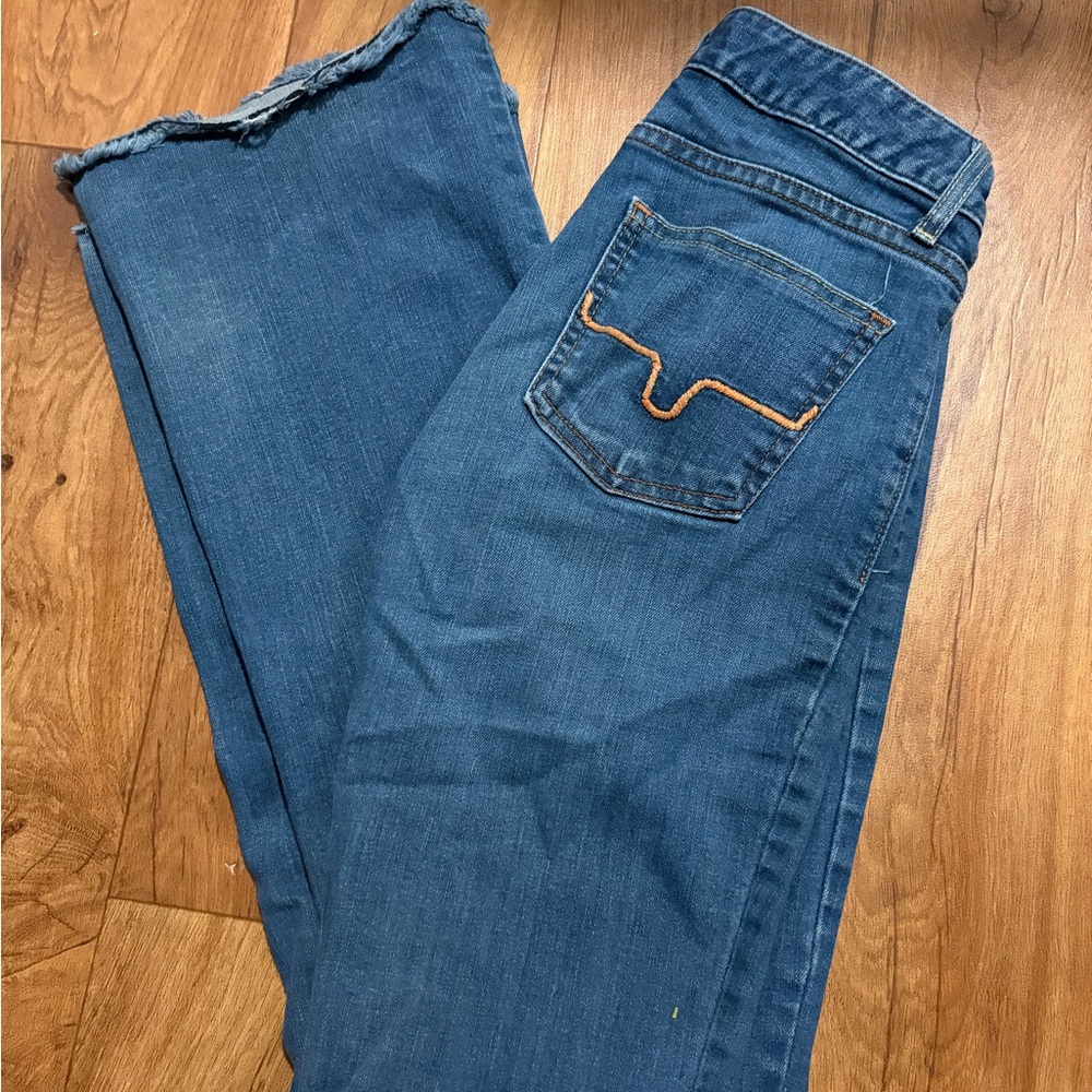 Blue Denim Jeans with Orange Stitching